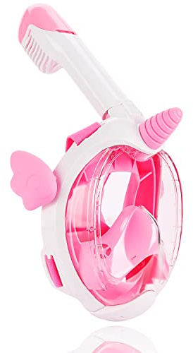 Snorkel Mask for Kids Full Face Snorkel Set, Childrens Snorkeling Gear with 180°Panoramic View, Anti-Fog Anti-Leak Diving Mask for Boys Girls Gifts