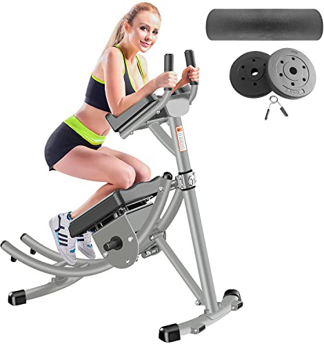 Houbos Ab Machine - Core Abdominal Trainers AB Workout Machine Home Gym Strength Training Foldable Fitness Equipment with LCD Monitor (Grey)