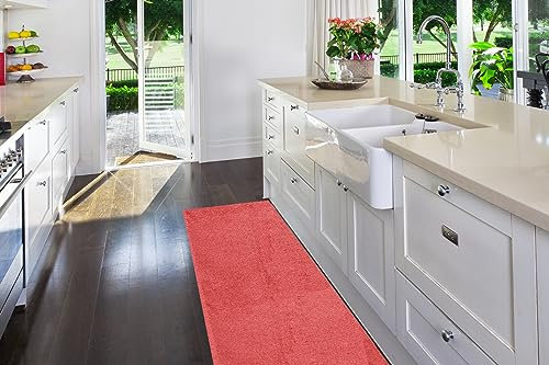 INTRECCI Passatoia Tinta Unita con Lurex Per Cucina Con Stampa Digitale e Fondo Antiscivolo; Runner Pavimento Digitale di Facile Manutenzione Made in Italy con Brillantini (52 x 300 cm, Lurex Rossa)