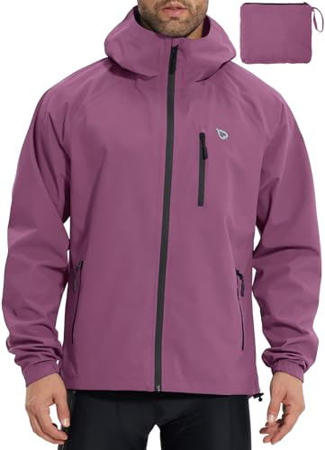 baleaf Veste d'équitation pour homme Imperméable respirant 10000 mm H2O Manteau imperméable extérieur Veste de course coupe - vent Fuchsia L