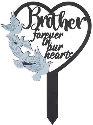 BUoonyer Decoración de cementerio de tumbas de estaca – Marcadores conmemorativos de metal para tumbas, placa de condolencias de corazón para niño, recuerdo de paloma, sepultura junto a la tumba,