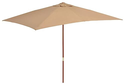 AUUIJKJF Home Items, Outdoor-Sonnenschirm mit Holzstange, 200 x 300 cm, Taupe, Anzugmöbel, taupe