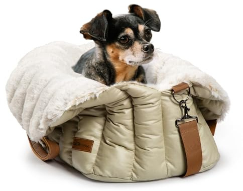 ClevaHome Sac de Transport pour Petit Chien – Siège Auto Antidérapant et Panier de Voyage pour Chien jusqu'à 4,5 kg, Lit Transportable Élégant pour Intérieur et Extérieur