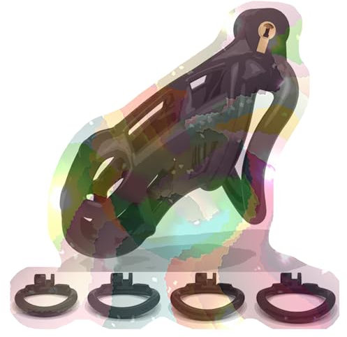 Gabbia di allenamento comoda per uomo con anelli in 4 misure e serratura invisibile, biancheria intima speciale per adulti per uomo - HA01 Nero (Standard)