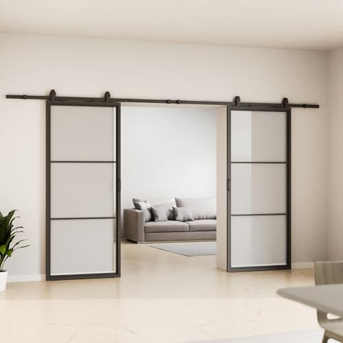 Schulte porte coulissante intérieure loft en verre, 205x220cm noir