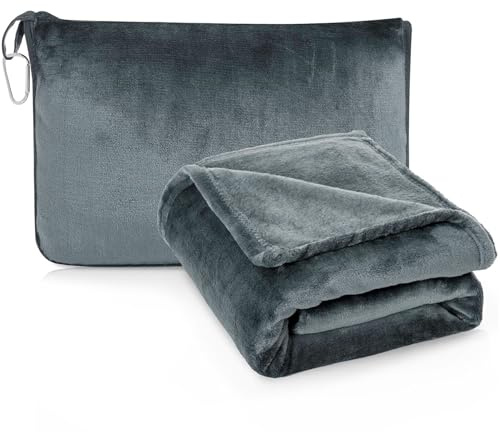 Coperta da viaggio 2 in 1 con morbida federa per cuscino per uomo e donna, cuscino trasformativo, morbida e calda coperta per aeroplani (C)