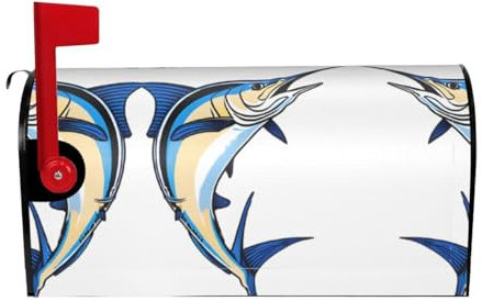 Fish Print Mailbox Cover Durable Oxford Cloth for American Standard & Large Size Mailboxes