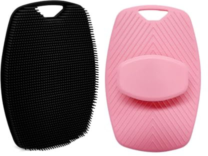 Cepillo de Ducha de Silicona,2 Cepillos Estropajo Corporal de Silicona Suave de Grado Alimenticio,Cepillo de Limpieza de Manos Para la Piel,para Masaje de Cabeza,Exfoliante,Suave