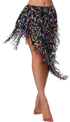 SEAUR Damen Bauchtanz Hüfttuch Pailletten Bauchtänzerin Gürtel Quaste Hüfttuch Rumba Samba Chacha