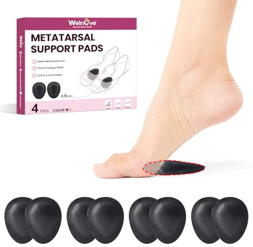 Coussins métatarsiens Welnove (Homme/Femme) - Forme Goutte - Semelles Cuir de soutien pour l'avant-pied - Protection souple contre Métatarsalgie, Névrome de Morton - Pour Talons hauts & Chaussures - M