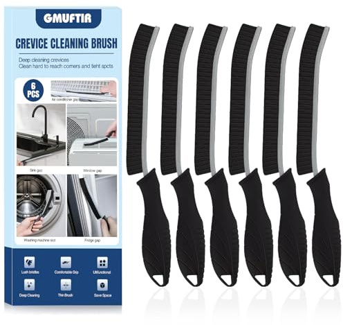 Spazzola per la Pulizia Delle Fessure, 6 Pezzi Spazzola Pulizia Fessure, Spazzola Per Fughe, Multifunzionale Spazzola Per Pulizia Di Gap, per Bagno, Doccia, Cucina, Lavandino, Finestra, Nero
