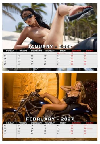 Girls and Bikes, The 2027 Motorbikes Calendar, Poster Calendar, Horizontal A4 Spiral Bound Wall Hanging Erotik Calendar.