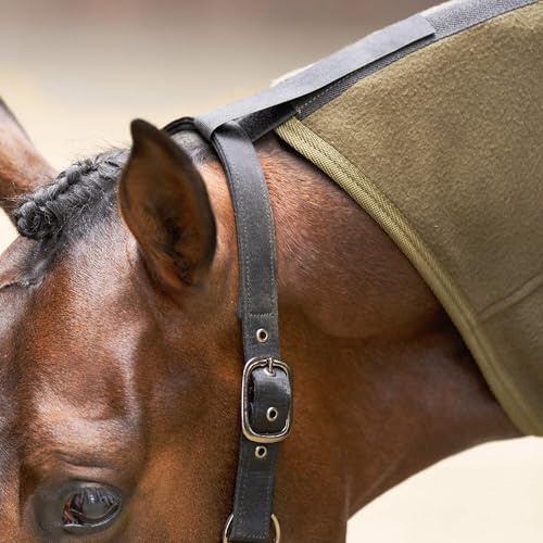 Imperial Riding IRH fundamental fleecefilt halsdel, polarfleece-tyg, andas och bekväm, dubbel främre stängning, korsade remmar, lättskött svettfilt för hästar, olivgrön, 125