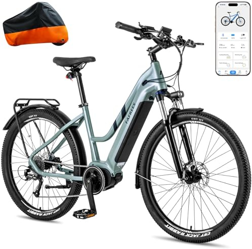 Fafrees FM8 Bici Elettrica per adulti 27,5 con APP Bicicletta elettrica da Batteria 14.5Ah, autonomia 120km, Coppia 70Nm, 9 velocità, Freni a Disco Idraulici E-Bike da Città, Verde,Copertura per Bici