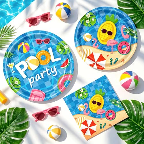 Swimming Pool Party Supplies Beach Party Plates Napkins | Pool Party Tablecloth Swimming Pool Party Favors Beach Party