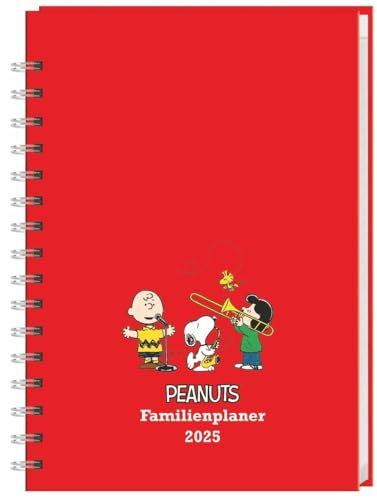 Peanuts 2025: Planner A5 con 5 columnas. Calendario de familia con ilustraciones amorosas, bolsillo para insertar y vacaciones escolares. Planner con 160 páginas.