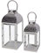 FineHome Traumhaftes 2er Set Luxus Gartenlaterne Edelstahl Silber Windlicht Laternen Set Höhe 35/46cm