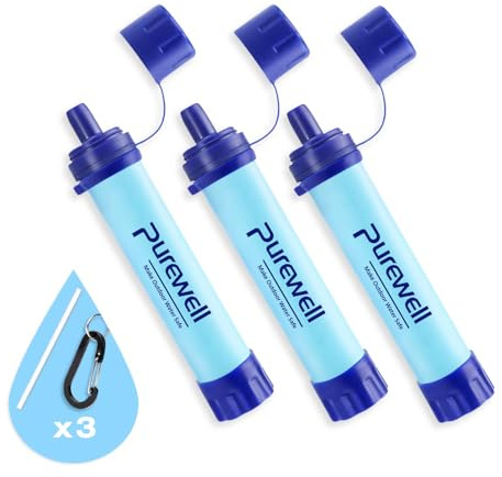 Purewell Outdoor Water Filter Personal Water Filtration Straw Emergency Survival Gear Water Purifier for Camping Hiking Climbing Backpacking