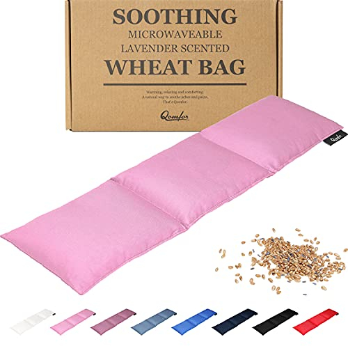 Saco térmico de semillas - Bolsa de Semillas Grande para Microondas - Bolsa Cervical de Semillas con Lavanda y con Funda de Algodón para el Alivio del Dolor de Cuello, Hombros y Espalda - Rosa