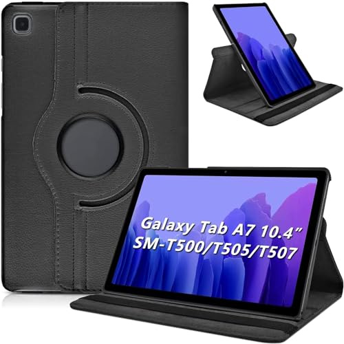 KATUMO Hülle für Samsung Galaxy Tab A7 10.4 Zoll 2022/2020 (SM-T500/T505 / T507) Tablet Hülle mit 360° Rotation Ultra Dünn Standfunktion Schutzhülle Leder Book Cover Case, Schwarz