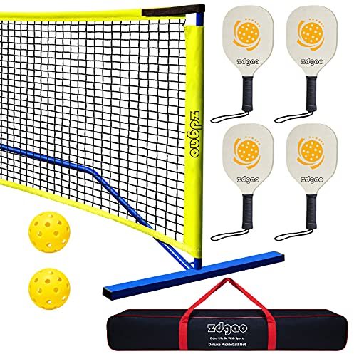 Zdgao Pickleball-Set mit 4 Paddeln und Netz, offizielle Größe, 4 Pickleball-Paddel und 2 Outdoor-Pickleball-Bälle, Outdoor-Spaß für Kinder, Jugendliche und Erwachsene