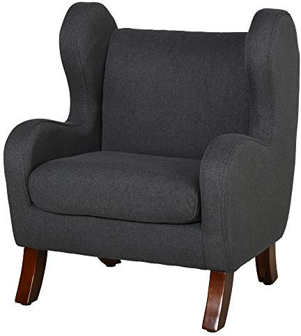 HOMCOM Poltrona per bambini ad alto comfort Braccioli Seduta Schienale Schiuma ad alta densità Imbottitura Telaio Legno Hevea Verniciato Grigio Lino