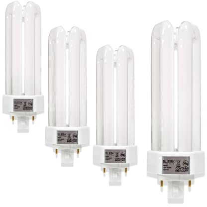 SLEEKLIGHTING 32 Watt T4 Tri Tube CFL 4 Pin GX24Q-3 Base Light Bulb 3500K 2030lm - Compact Fluorescent -Neutral White Light 4pack