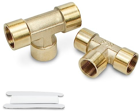 Bwintech 2 stycken 1/4 tum invändig gänga BSP 3-vägs kontakt mässing te inre gänga rörskruvar