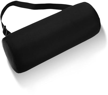 PEUTIER Lendenwirbelstützkissen für Bürostuhl, Ergonomisch Verstellbar Unterstützung Unteren Rückenlehne Atmungsaktive Lendenwirbelrolle Waschbarer Bezug Sitzkissen für Auto Reisen Arbeit (Schwarz)