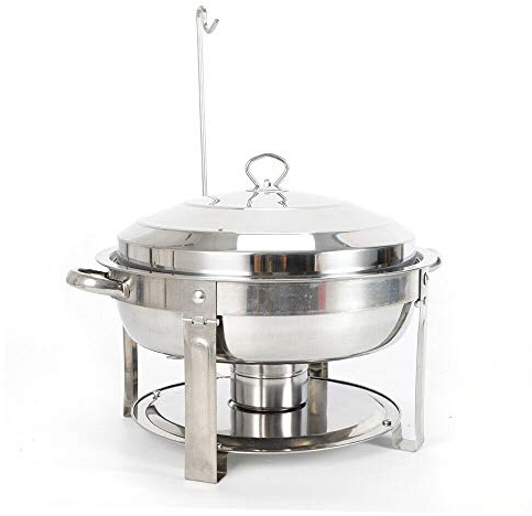 LANNADD 7,5 litros de calientaplatos, buffet chafing dish, redondo, acero inoxidable, con pasta de combustión de 360 mm, adecuado para bufés, celebraciones familiares, banquetes, bodas