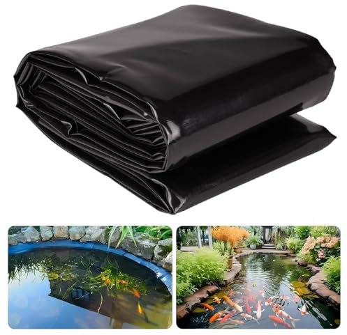 Dtyubfg Bâche pour Bassin Jardin en PVC,Revêtement Bâche pour Étang Extérieur Bassin de Poissons Noir en HDPE,pour Bassin Koi, Cascades d'eau, Baies