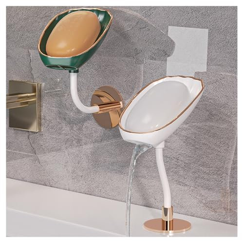 Suuwwn - Portasapone con scarico, 2 pezzi, a forma di foglia, portasapone per bagno con ventosa forte, rimovibile, non forare, per cucina, bagno e doccia