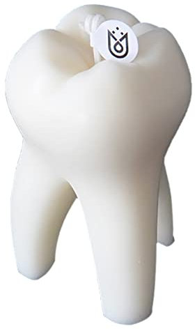 Velas de té para prótesis dentales, modelo de dientes grandes, vela de aromaterapia natural, regalo de cumpleaños oral con adornos de regalo de mano (A, talla única)