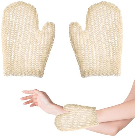 2 Stück Peelinghandschuh Körper, Peeling Handschuh,Sisal-Duschhandschuh,Sisal Exfoliating Gloves,Badehandschuhe Für Den Körper Spa-Handtücher Peeling-Handschuhe für Die Anwendung mit Selbstbräunern