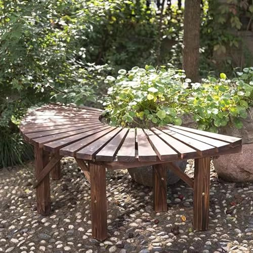 Naturlig halvrund träbänk koliserat trä utomhussittplatser perfekt för trädgård park gräsmatta lounge enkel montering vilstol för avkoppling