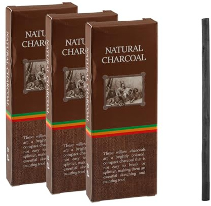 Tabanzhe Charcoal Sticks 40 Pcs Black Willow Charcoal 3-5mm, 4-5mm 5-7mm Sizes Drawing Pencils Set Tools for Artists DIY Sketching Shading