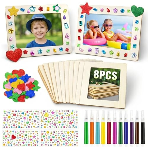 Bilderrahmen Basteln Kinder, 8stk Holzbilderrahmen zum Bemalen,10 x 15 cm
