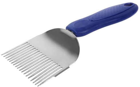 NUOBESTY Raschietto per Favo con Manico in Plastica Blu in Acciaio Inossidabile con Forchetta e Apertura per Appendere Riduce Affaticamento Mano Strumento per Apicoltura