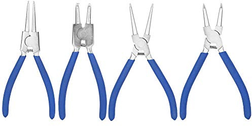 4 Pezzi Set di Pinze Elastiche, Professionali Pinze Per Anelli Di Sicurezza, 7 Pollici Pinza interne ed Esterne Diritte con Borsa Portatile per Bloccaggio Interno ed Esterno