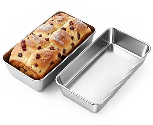 worahroe 2lb Loaf Tin Set of 2, Nonstick Bread Tins Stainless Steel Loaf Pans Cake Baking Tins for Baking Drizzle Cakes Loaves Lasagna Banana Bread