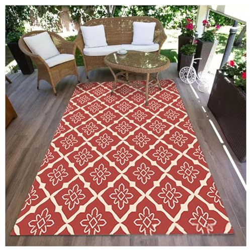 Stor utomhusmatta tvättbar halkfri matta för balkong, trädgård, uteplats, camping, picknick - och väderbeständig 80 x 120 cm utomhusmatta