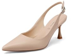 QUEEN HELENA Décolleté Donna Slingback con Tacco Medio K4612 (Nude Pu, Sistema Taglie Calzature EU, Adulto, Donna, Numero, Media, 37)