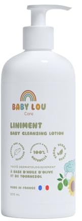 BABYLOU CARE Liniment Baby 500 ml | Baby Change Cleansing Care för känslig hud | 100 % naturliga och veganska ingredienser, tillverkad i Frankrike | Skyddar, ger näring och lugnar ömtålig hud