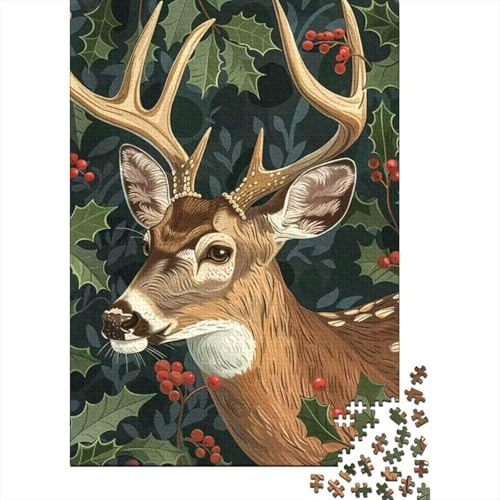 Deer Puzzle À 1000 Morceaux Papier Épais Holly Deer Puzzle Familial Parents-Enfants Activité Lien Familial Compatible Plateau Loisirs Maison 38x26cm/1000pcs