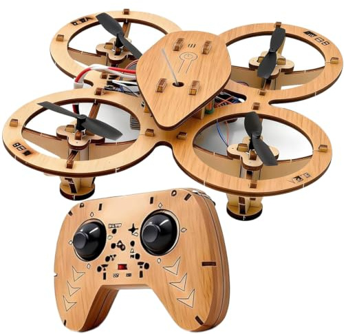 Dron en Kit para Montar, Dron de Madera, DIY Drone Kit de Construir, Modelo de Construcción de Cuadricóptero RC, Construcción de Cuadricóptero RC Niños o Principiantes (Wood)