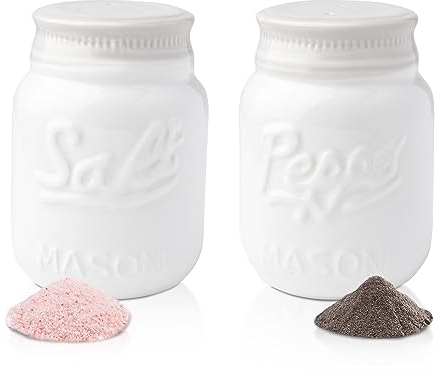 Comfify Vintage Salz & Pfeffer Streuer Bezauberndes dekoratives Dekor für Vintage-, Rustikal- und Shabby Chic-Liebhaber -Weiß