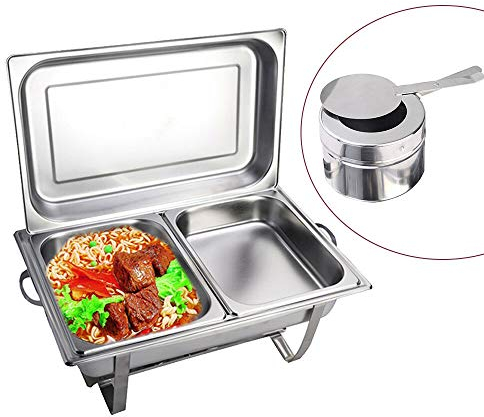WUPYI2018 Chafing Dish Profi Set, Acero Inoxidable Warmhaltebehälter calientaplatos Cuadrado Speisenwärmer Ideal para Catering, Buffet y Party Chafing Dishes