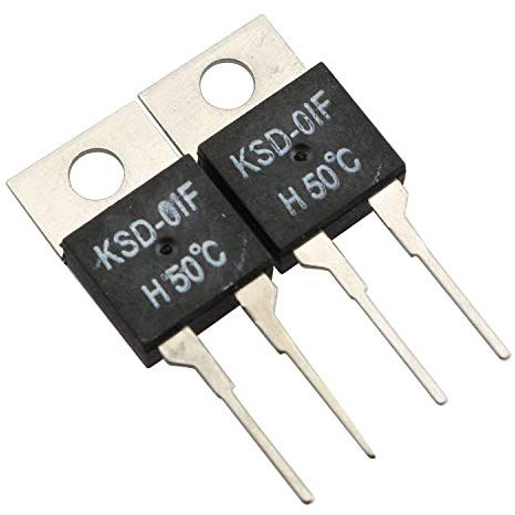 Confezione da 2 termostati KSD-01F N.O Interruttore termico con sensore di temperatura normalmente aperto a 50 gradi Celsius