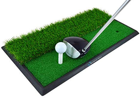 ME AND MY GOLF Golfmatta med dubbla gräsmattor – inkluderar instruktionsträningsvideor, svart