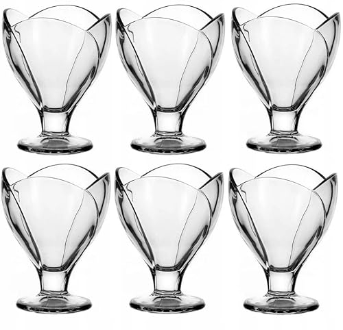 AzaliaDesign Eisbecher Tulpe Eisschale Süsigkeitenbecher Eisglas Dessertschale 6 Stück 214 ml